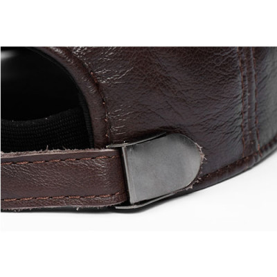 Nón lưỡi trai nam da bò thật BHY1963 Mũ da nam có che tai. Phom cứng