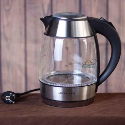 Ấm đun siêu tốc Lock&Lock thân bình thủy tinh dung tích 1.8L công suất 1850W EJK418SLV - Hàng chính hãng