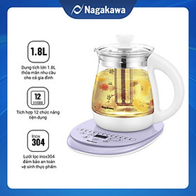 Ấm siêu tốc thủy tinh đa năng Nagakawa NAG0316 (1.8 Lít) - Hàng chính hãng