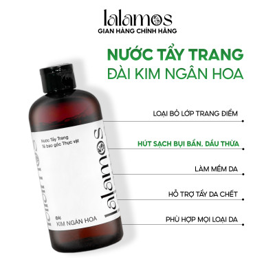 Combo sạch da Lalamos Nước tẩy trang Đài Kim Ngân Hoa 280ml + Sữa rửa mặt Phôi Kim Ngân Hoa 280ml