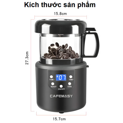 Máy rang hạt cà phê công nghệ gia nhiệt không khí chuyên nghiệp thương hiệu Mỹ cao cấp Cafemasy CCR-305 - Hàng chính hãng