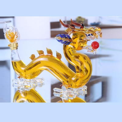 Chai Đựng Rượu Thủy Tinh 1250ML cao cấp mẫu con rồng ngũ sắc – Chai Đựng Rượu Đẹp - Bình Thủy Tinh Đựng Rượu làm quà tặng (E2)