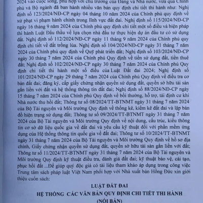 Luật Đất Đai hệ thống các văn bản quy định chi tiết thi hành