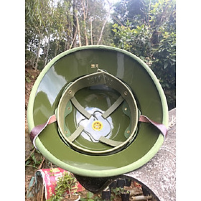 Mũ cối tàu lòng xanh cốt phíp, vải Gabadin tô châu, rơi va đạp không vỡ, tuyệt đối không ngấm nước, vải không phai