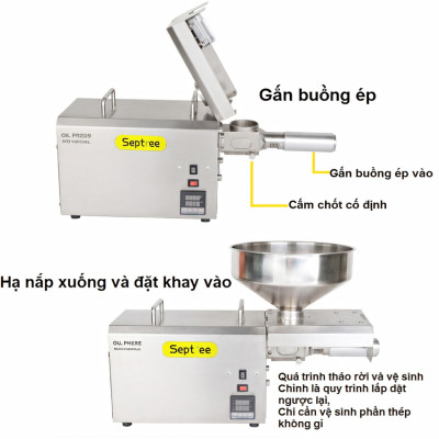 Máy ép dầu ăn thực vật chuyên nghiệp Nóng và Lạnh thương hiệu Mỹ Septree S8 - Công suất 1450W - Năng suất 6-40kg/giờ - Hàng chính hãng