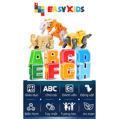 Đồ Chơi Bảng 26 Chữ Cái Biến Hình Lắp Ghép Chiến Binh Robot Khủng Long Lớn Sáng Tạo Chữ Số Và Dấu