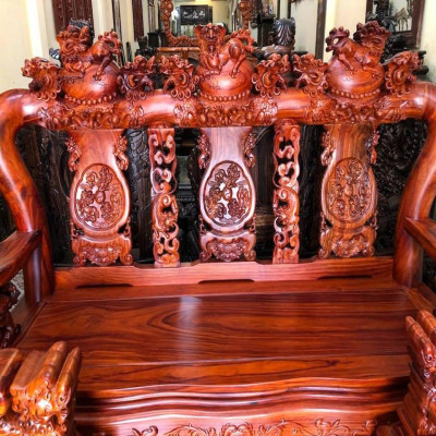 Bộ sofa Tam Sư Nghê Ba Đầu gỗ Hương Đá