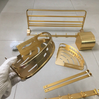 Phụ kiện phòng tắm 5  món nhôm VÀNG NHẠT đẹp sang trọng nhẹ nhàng tinh tế (mẫu thực tế có thể sai khác chút)