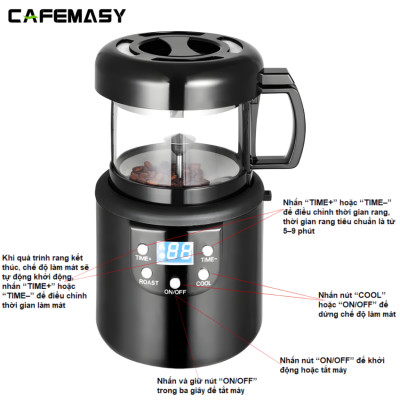 Máy rang hạt cà phê công nghệ gia nhiệt không khí chuyên nghiệp thương hiệu Cafemasy CCR-305 - Hàng Nhập Khẩu