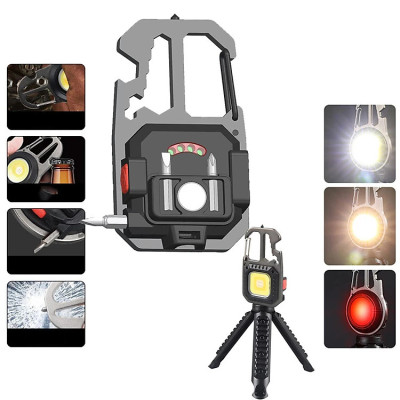 Móc Khóa Đèn Pin Đa Chức Năng Có Chống Nước Tặng Kèm Cáp Sạc - Hàng chính hãng 