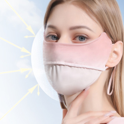 Mặt Nạ Chống Nắng / Tia UV Màu Gradient Bằng Lụa Lạnh Thời Trang Mùa Hè Dành Cho Nữ (giao màu ngẫu nhiên)