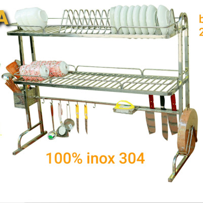 Kệ để bát đĩa đa năng thông minh . Giá để đồ chén, đĩa trên bồn rửa bát ( inox 304 không rỉ)