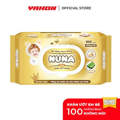 Combo Khăn Ướt Em Bé NUNA Gold Không Mùi 100 Miếng/Bao