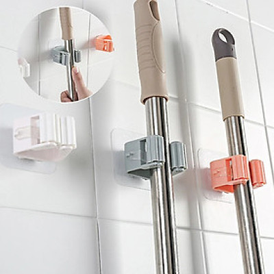Bộ 2 móc dán tường treo chổi, cây lau nhà, móc treo tường tiện lợi - PaKaSa (Giao màu ngẫu nhiên)
