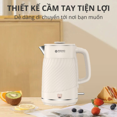 Ấm thuỷ giữ nhiệt 1.7 Lít Mishio MK385 inox 304 - hàng chính hãng