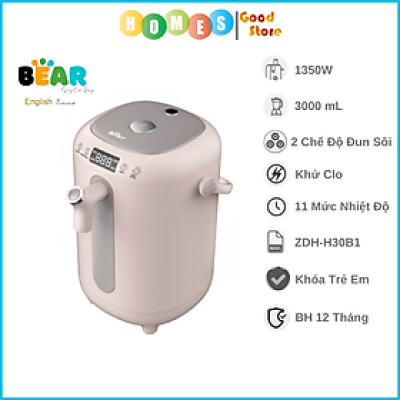 Bình Thủy Điện, Bình Thủy Giữ Ấm Đun Nóng Thông Minh BEAR KE-B30V1 Khử Clo Dung Tích 3L, Công Suất 1350W - Hàng Chính Hãng