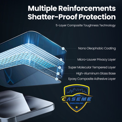 Kính cường lực full màn hình dành cho iPhone 16 Pro Max, iPhone 16 Pro, iPhone 16 Plus, iPhone 16 chống nhìn trộm Nillkin Guardian cao cấp - Hàng Chính Hãng