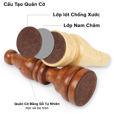 Cờ vua D Danido, bộ cờ vua nam châm bằng gỗ thông tự nhiên - Hàng chính hãng