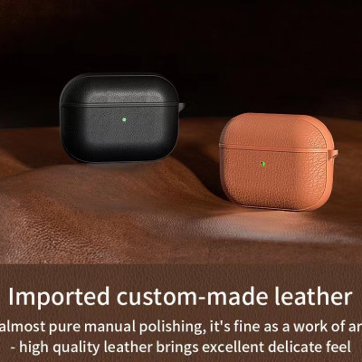 BAO WIWU CALFSKIN GENUINE LEATHER CASE DÀNH CHO ARIPOD 3, CHẤT LIỆU DA THẬT KẾT HỢP KHUNG NHỰA CAO CẤP- Hàng Chính Hãng