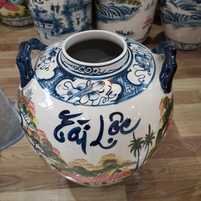 Chum đựng rượu vẽ phong cảnh Bát Tràng loại 20L