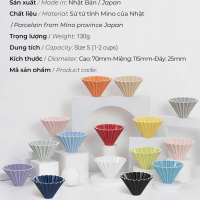 Phễu sứ V60 02 Origami Dripper M Pour over