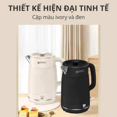 Ấm thuỷ giữ nhiệt 1.7 Lít Mishio MK385 inox 304 - hàng chính hãng
