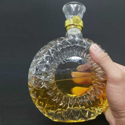Chai Thủy Tinh Đựng Rượu 500ml cao cấp mẫu xo tròn dẹt – Vỏ Chai Rượu Đẹp - Chai Đựng Rượu sang trọng (C4)