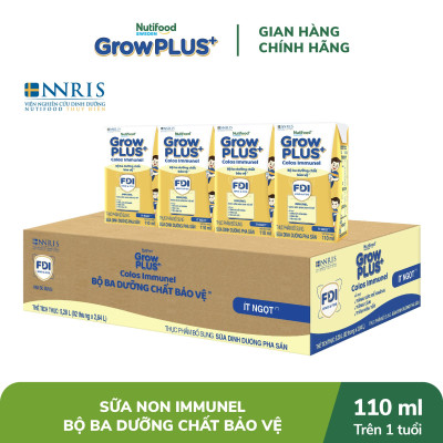 Thùng Sữa Bột Pha sẵn Nutifood GrowPLUS+ Sữa Non Immunel trên 1 tuổi (24 hộp x 110mL)