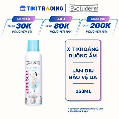 Xịt khoáng dưỡng ẩm, làm dịu và bảo vệ da Evoluderm Atomiseur Eau Pure