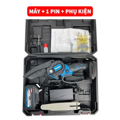 Bộ Máy Cưa Xích Cầm Tay Pin Siêu Khỏe Cắt Cây, Tỉa Cành Lam Xích Dài 19cm Hiệu Quả Vượt Trội