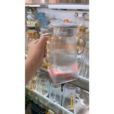 Bình đựng nước uống thủy tinh chịu nhiệt lên thới 400 độ C vân tăm đáy vuông