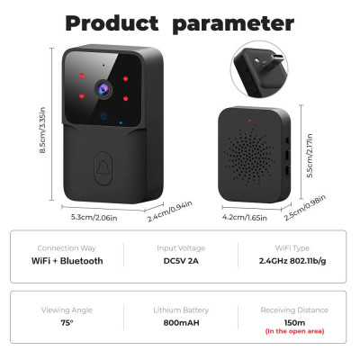 ChuôngCửa Không Dây Thông MinhCao Cấp Kèm Camera Wifi – Kết Nối Ổn Định, Chống Nước, Xuyên Tường 300m