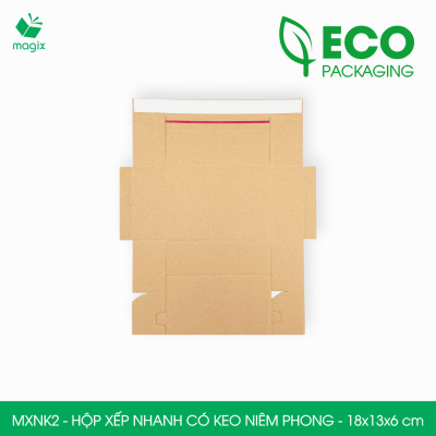 MXNK2 - 18x13x6 cm - 60 hộp carton đóng hàng xếp nhanh có keo niêm phong - Hộp gói hàng, hộp quà
