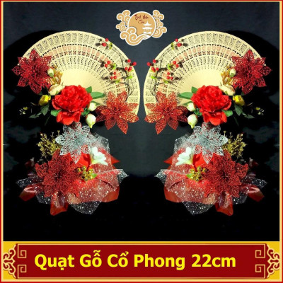 Quạt cổ phong nan gỗ quạt xếp cầm tay phong cách cổ trang Trung Quốc