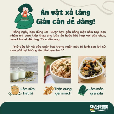 Hạt hạnh nhân sấy Chami 500G NHẬP KHẨU MỸ CHÍNH NGẠCH LOẠI 1 giúp Giảm cân Đẹp dáng, giàu RIBOFLAVIN, hợp Eat Clean.