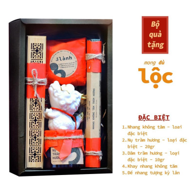 Bộ Quà Tặng Trầm Hương Cao Cấp Lộc 3 Lành Tân Gia Khai Trương Mong An Yên Tài Lộc Phúc Lành Trang Trí Nhà Cửa