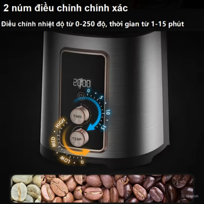 Máy rang hạt cà phê công nghệ gia nhiệt không khí, dòng máy chuyên nghiệp. Thương hiệu Mỹ cao cấp Cafemasy CCR-1210R3. HÀNG CHÍNH HÃNG