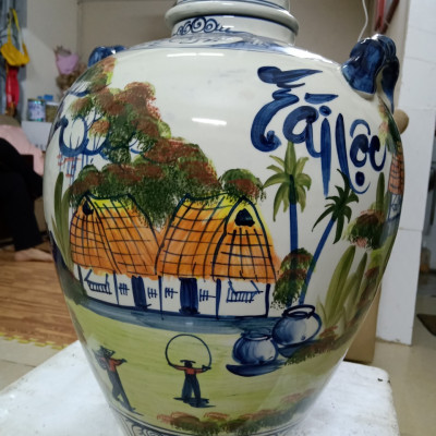 Hũ đựng rượu gốm sứ Bát Tràng loại 15L