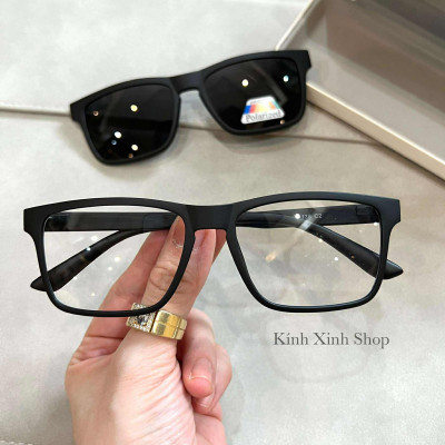 Kính Râm Cận, Gọng Kính Cận, Kính Mát 2 Tròng 2in1 Mắt Vuông Gọng Ultem