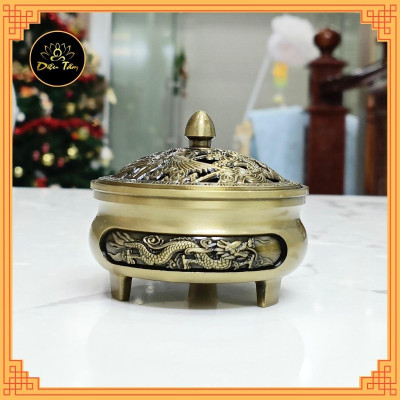 Lư xông trầm hương và đế đôn kê lư hương lư đốt trầm thay thác khói trầm hương lò xông đồ thờ cúng phong thủy Diệu Tâm
