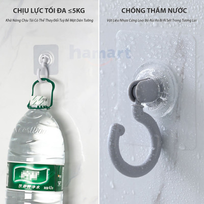 Móc Nhựa Xoay 360˚ Cỡ Lớn Dán Tường Trần Nhà Treo Màn Hình Lưỡi Câu Siêu Dính Treo Đồ Đa Năng