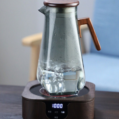 Bình Nước Thủy Tinh Tay Cằm và Nắp Gỗ thể Tích 1500ml