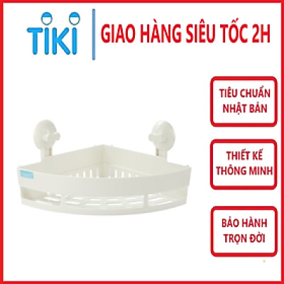Kệ Treo Góc Bằng Nhựa Cao Cấp Nachi Inochi Nhật Bản - Không Cần Khoan Vít - Chắc Chắn - Chịu Lực (260 x 260 x 148 mm) Chính hãng inochi tặng kèm hình dán sticker