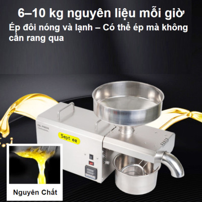 Máy ép dầu ăn thực vật chuyên nghiệp Nóng và Lạnh thương hiệu Mỹ Septree S8 - Công suất 1450W - Năng suất 6-40kg/giờ - Hàng chính hãng