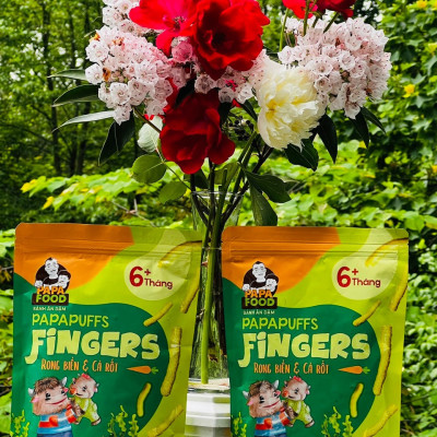 Bánh ăn dặm PAPAPUFFS FINGERS - Vị RONG BIỂN&CÀ RỐT - 100% Ngũ Cốc Hữu Cơ - Gói 50g