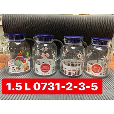 BÌNH ĐỰNG NƯỚC THỦY TINH CAO CẤP  NẮP XANH 1,5L ( GIAO NGẪU NHIÊN ) - ANTH673