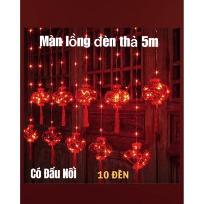 Dây Đèn Thả Màng 5m ( 10 Lồng Đèn ) Có Nối