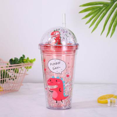 Bình Nước Kim Tuyến Nhiều Màu Siêu Cute Kèm Ống Hút 450ml - TẶNG 1 MÓC KẸP DỄ THƯƠNG