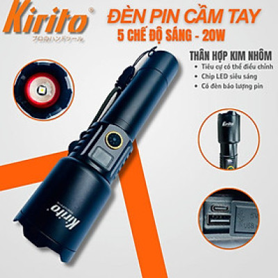 Đèn Pin Siêu Sáng Mã 1137 – Zoom Xa 800M, LCD Báo Pin, Power Bank, Sạc Type-C, 5 Chế Độ, Vỏ Nhôm