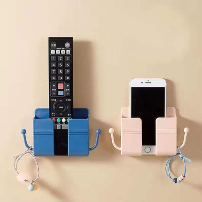 Kệ Dán Tường Để Remote, Đồ Dùng Sạc Điện Thoại/ Điều khiển tivi, Đa Năng Cao Cấp có 2 móc treo tiện lợi